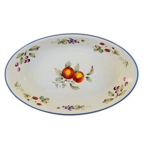 Savoir Vivre TG017 Luscious Oval Serving Platter Italy | Vintage Fruit Motif Cer